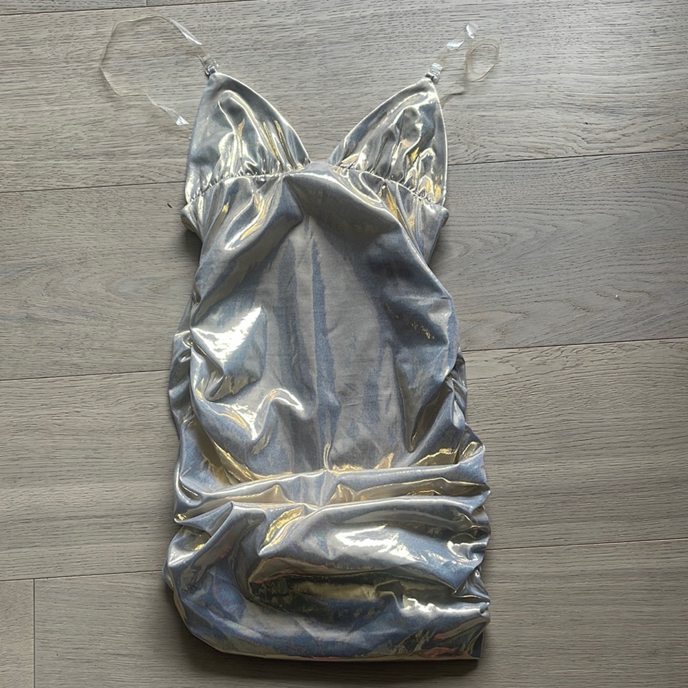 Size xs gold dress with clear straps